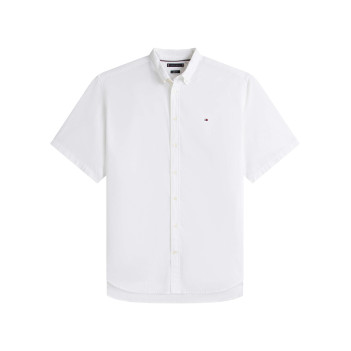 Chemise en coton blanche unie pourvue d'un col américain et d'une coupe droite