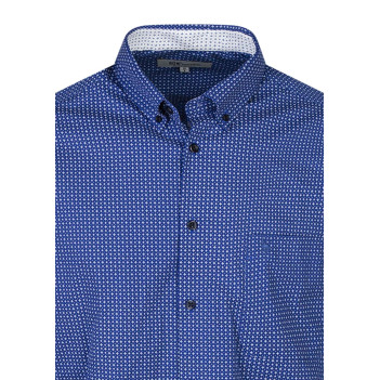 Chemise en coton bleu marine avec une coupe droite et un col américain