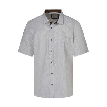 Chemise écrue en coton mélangé avec une coupe droite et un col à revers