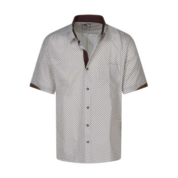 Chemise en coton blanche et marron à motifs avec une coupe droite