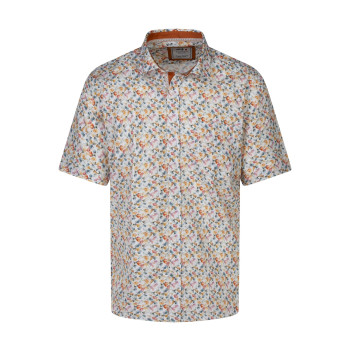 Chemise en coton multicolore à motif floral imprimé avec une coupe droite