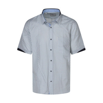 Chemise en coton blanche et bleue à motifs avec une coupe droite