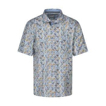 Chemise bleu clair en coton à motifs imprimés avec une coupe droite