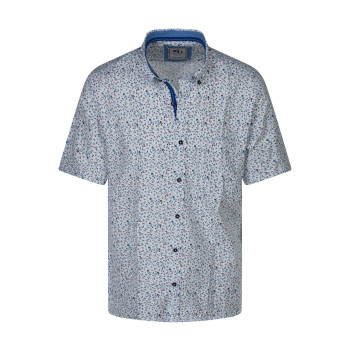 Chemise turquoise floral avec une coupe droite et des manches courtes