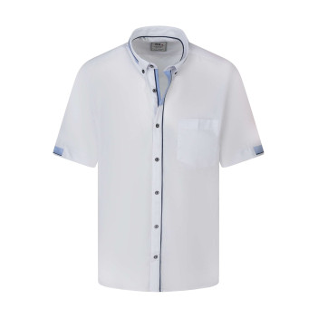 Chemise blanche unie à coupe droite avec un col boutonné et des manches courtes