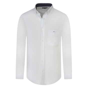 Chemise en coton blanche unie avec une coupe droite et un col américain