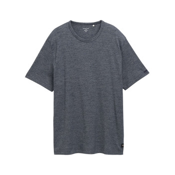 T-shirt en coton marine uni pourvu d'un col rond et d'une coupe droite