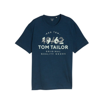 T-shirt en coton marine uni pourvu d'un col rond et de manches courtes