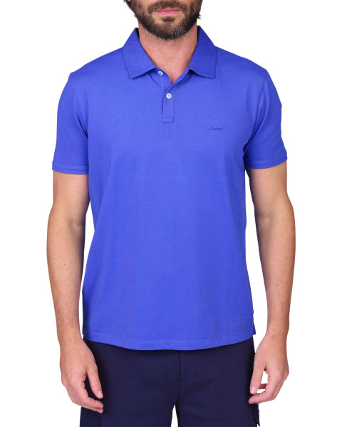 Polo bleu à coupe droite...