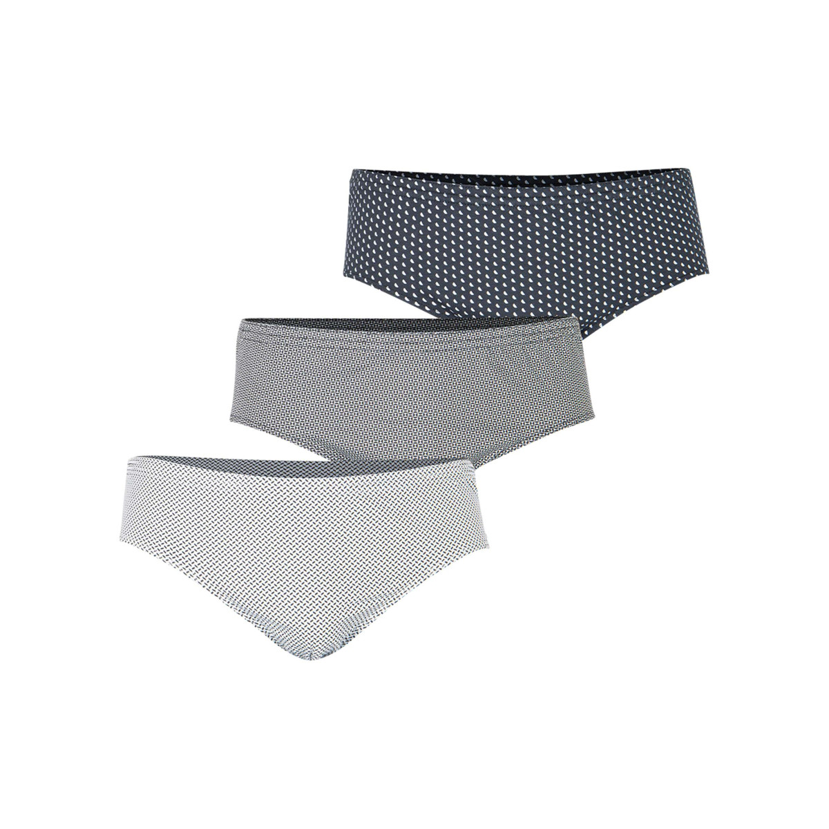 Lot de 3 slips en coton tricolores à taille haute avec des minis motifs imprimés