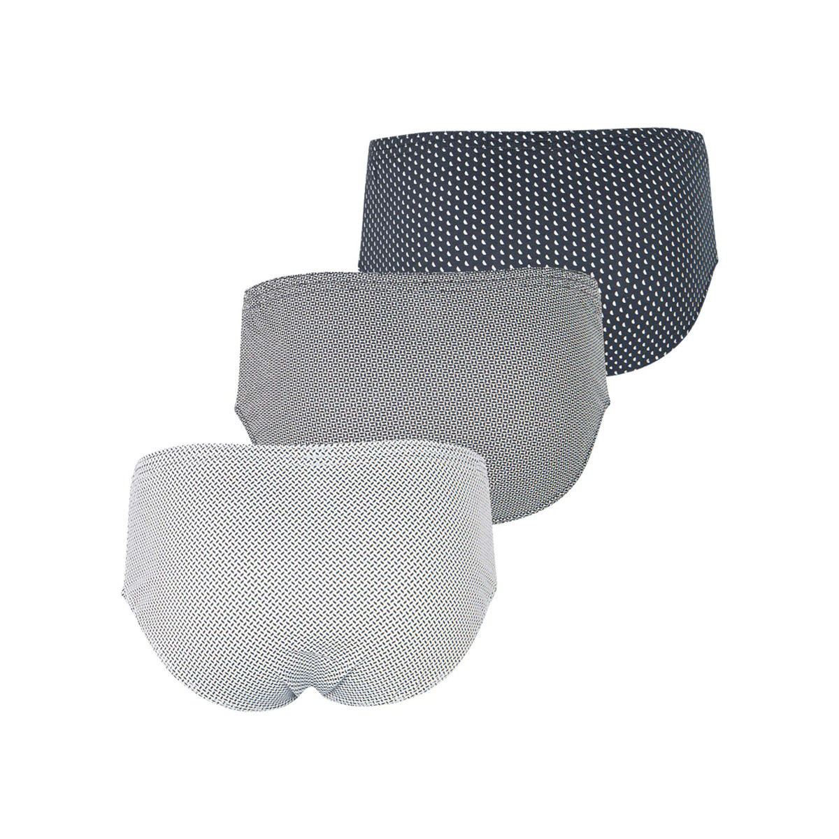 Thumbnail Lot de 3 slips en coton tricolores à taille haute avec des minis motifs imprimés - Image 2