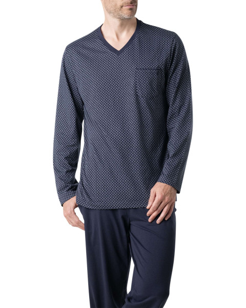 Pyjama long en coton marine...