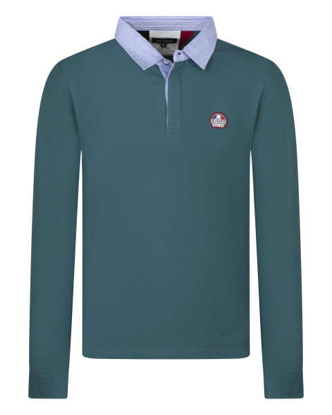 Polo en coton vert uni avec...
