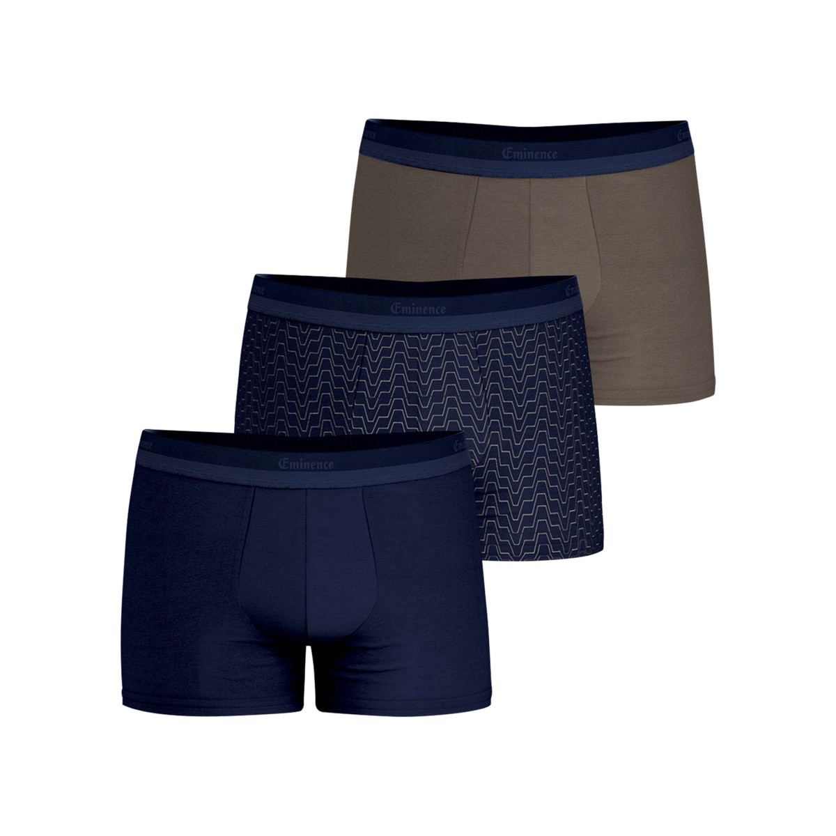 Lot de 3 boxers en coton multicolores unis pourvus du nom de la marque imprimé