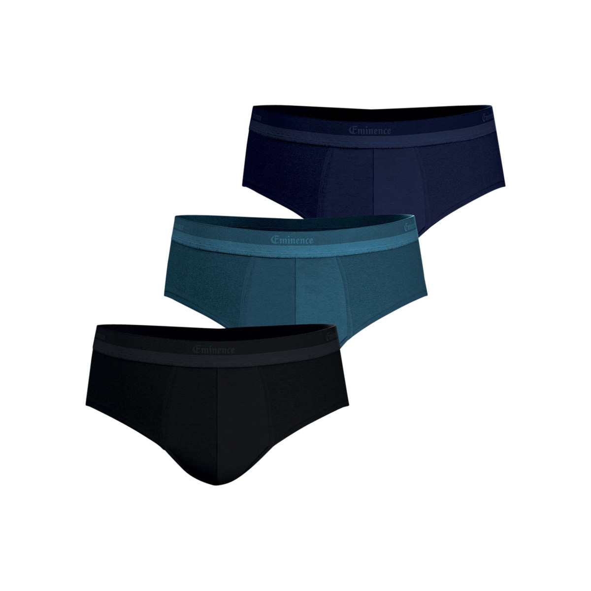Lot de 3 slips en coton multicolores unis pourvus du nom de la marque imprimé