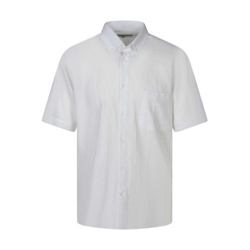 Chemise en coton blanche unie avec une coupe droite et un col américain