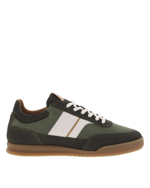 Tennis en cuir kaki à talon...