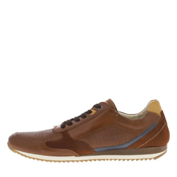 Baskets running en cuir marrons avec un zip et des lacets plats
