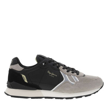 Baskets running en cuir noires avec semelle à talon plat et lacets