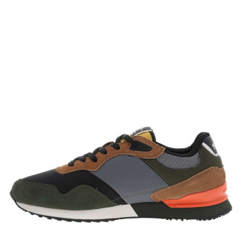 Baskets running en cuir multicolores avec semelle à talon plat et lacets