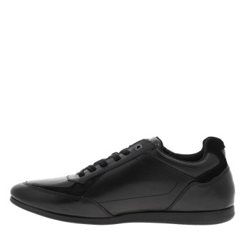 Baskets running en cuir noires avec semelle à talon plat et glissière