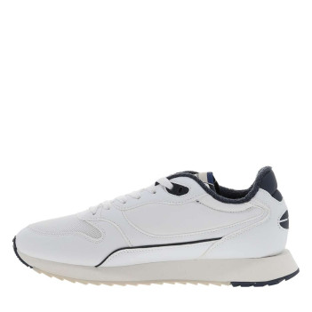 Baskets running blanches avec semelle bicolore à talon plat et lacets