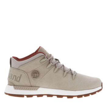 Bottines en cuir greiges avec le nom de la marque au talon et à lacets ronds