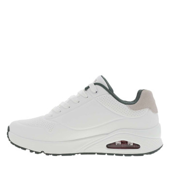 Baskets running blanches avec un talon compensé bas et des lacets