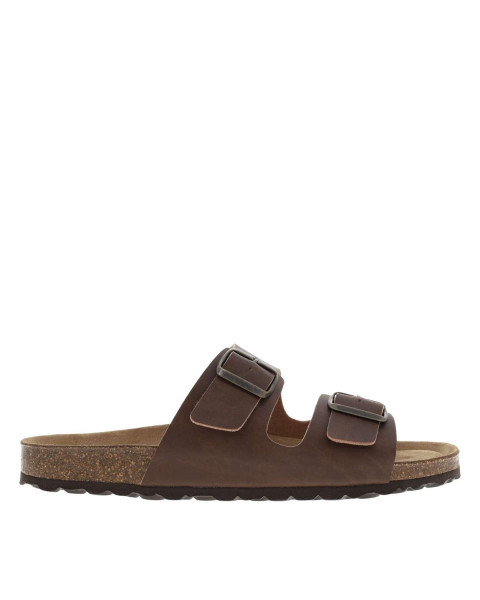 Mules en cuir marron à...