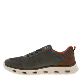 Sneakers olive à semelle blanche et à talon plat avec des lacets