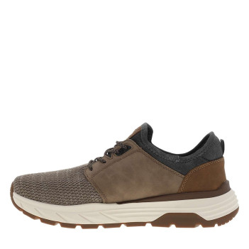 Sneakers taupe à talon plat et à slip-on avec des lacets décoratifs