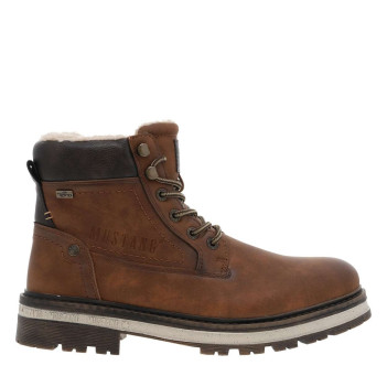 Bottines brunes à talon décroché bas avec une doublure en maille sherpa