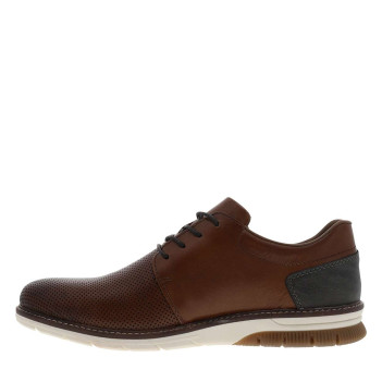 Sneakers en cuir noisette à talon plat avec des lacets et un zip latéral