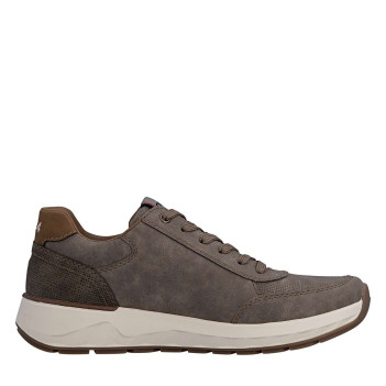 Baskets running taupe à talon plat avec des lacets et un zip latéral