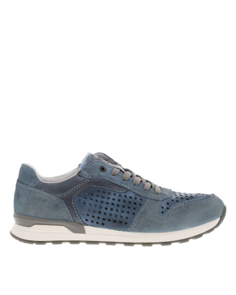 Sneakers en cuir bleu à...