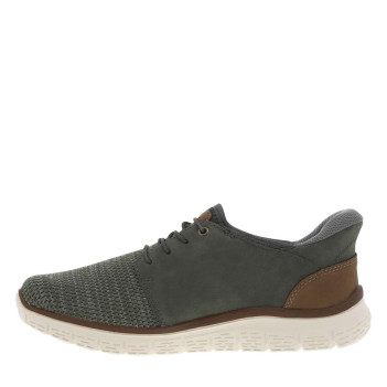 Sneakers kaki à talon plat et à lacets élastiqués kaki avec marque embossée