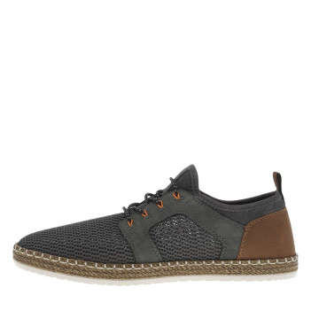 Sneakers en filet ajouré grises anthracite à semelle plate beige