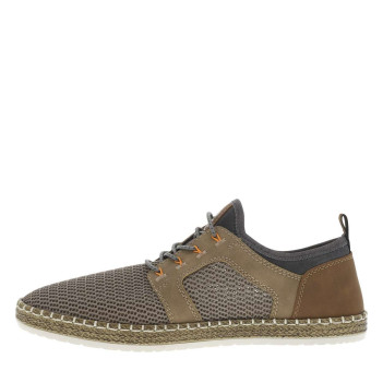 Sneakers taupe en filet à fermeture slip-on et à lacets ronds décoratifs
