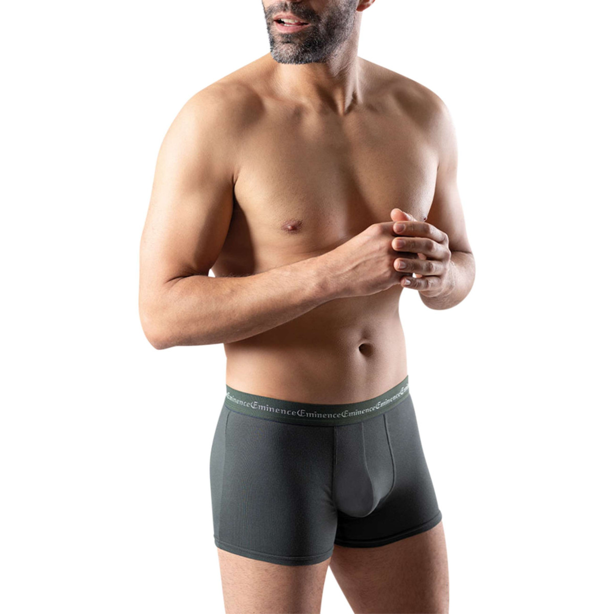 Thumbnail Lot de 3 boxers classiques en coton tricolores unis avec le nom de la marque - Image 8