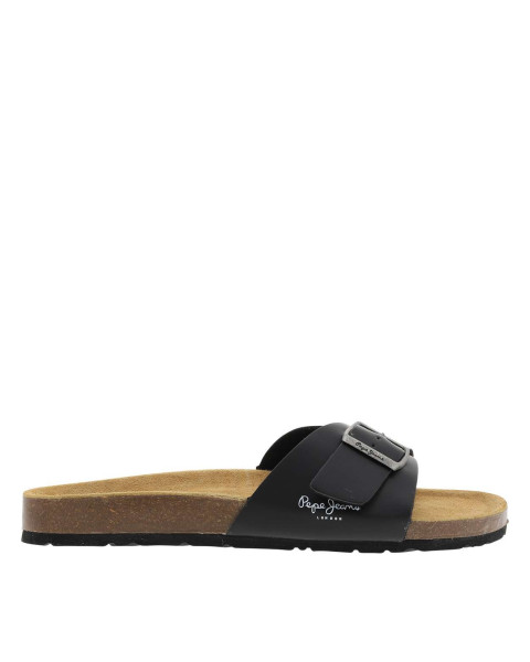 Mules noires à talon plat...