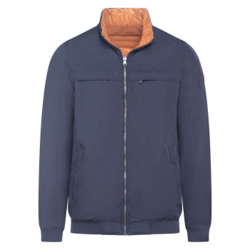 Blouson marine et orange réversible coupe droite col camionneur