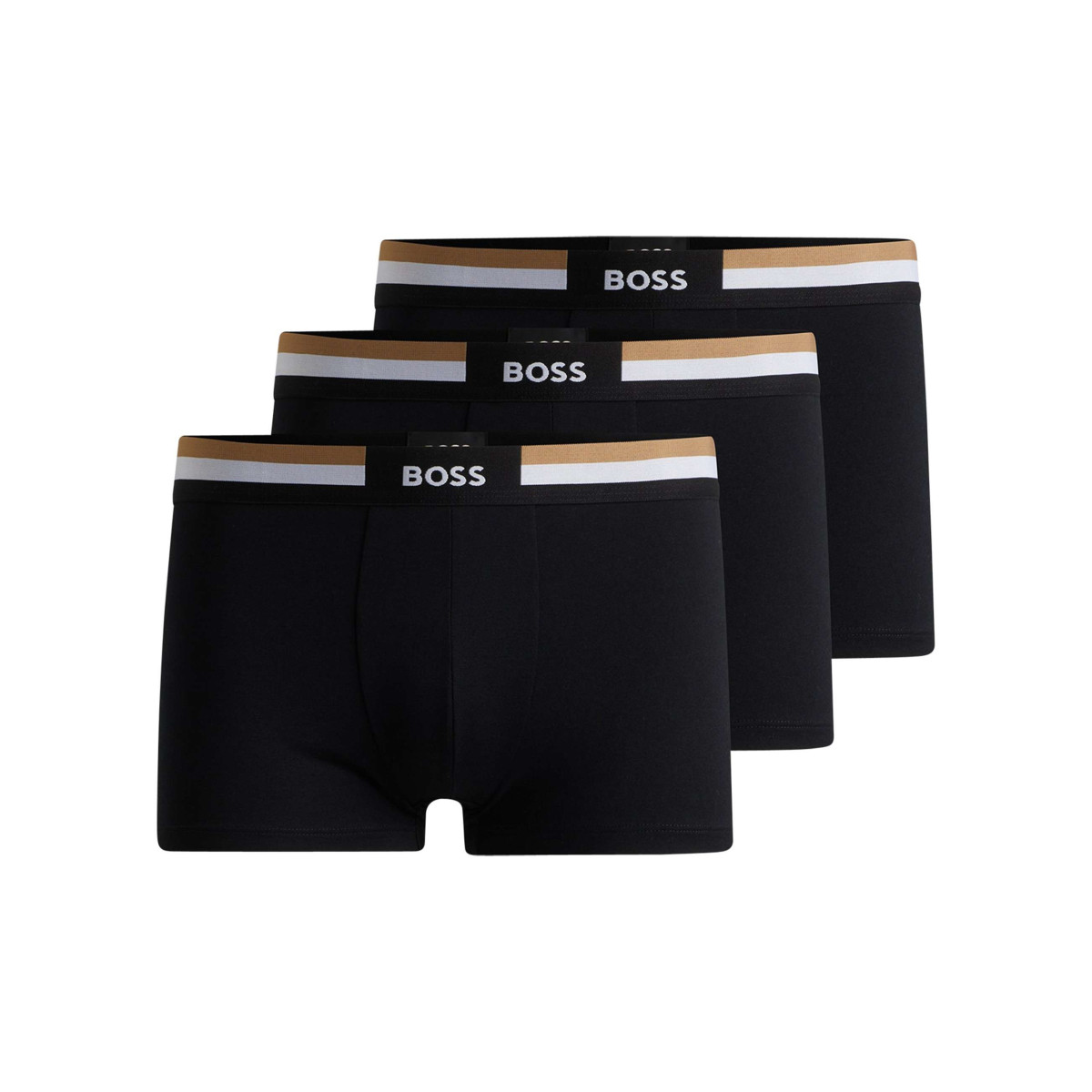 Boxers noirs unis avec ceinture bicolore et marque au centre