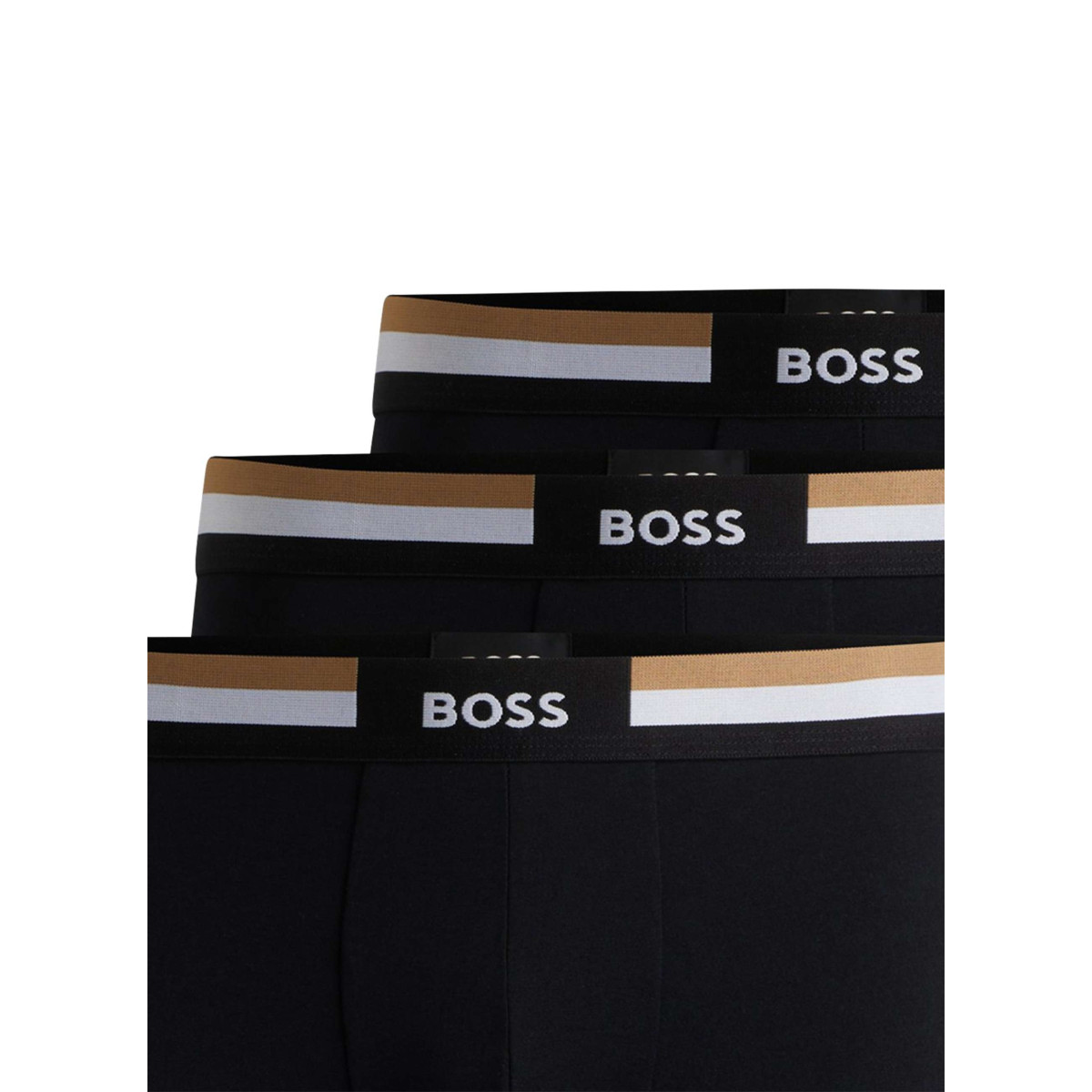Thumbnail Boxers noirs unis avec ceinture bicolore et marque au centre - Image 2