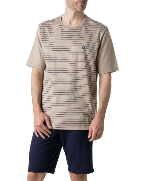 Pyjama court en coton beige...