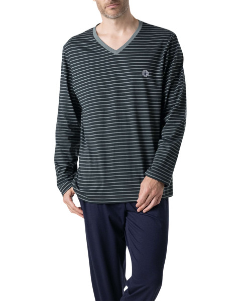 Pyjama long en coton marine...