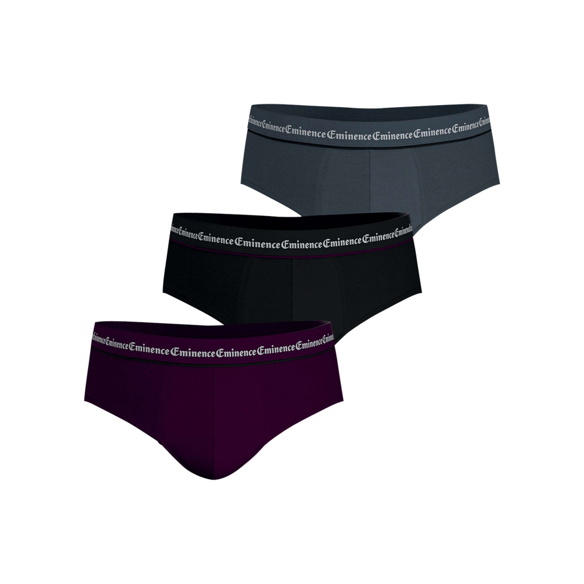 Lot de 3 slips en coton multicolores unis pourvus d'une taille élastiquée