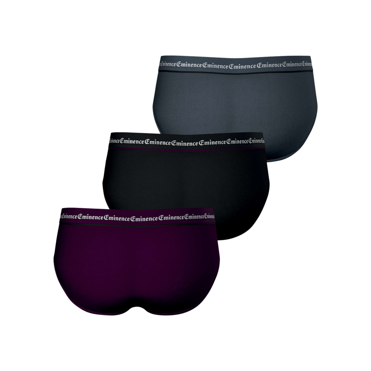 Thumbnail Lot de 3 slips en coton multicolores unis pourvus d'une taille élastiquée - Image 2