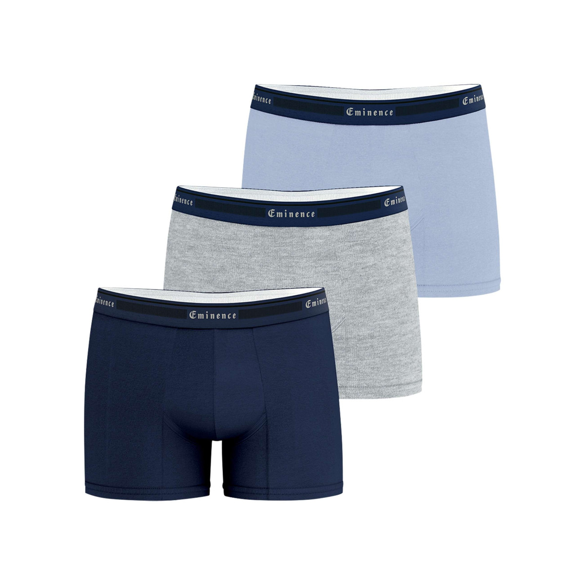 Lot de 3 boxers en coton multicolores unis avec le nom de la marque