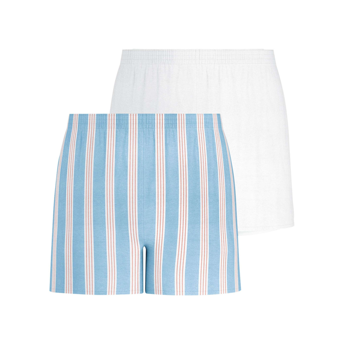 Lot de 2 boxers longs en coton multicolores unis avec une taille élastiquée