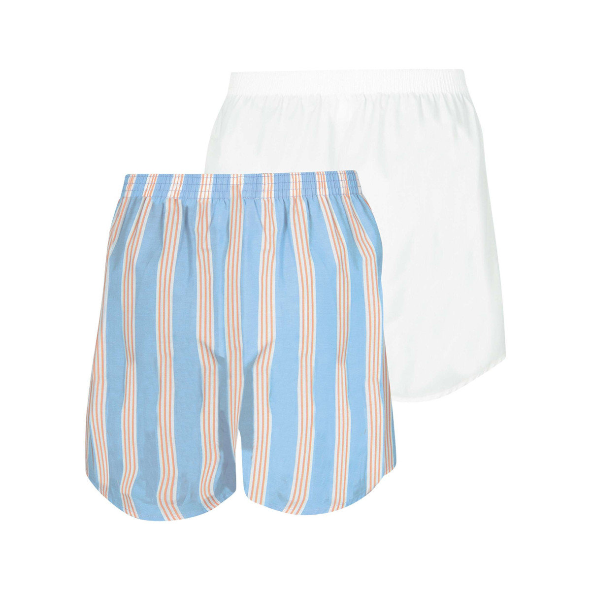 Thumbnail Lot de 2 boxers longs en coton multicolores unis avec une taille élastiquée - Image 2